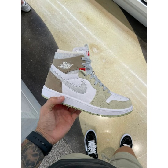 CT0979-102 Air Jordan 1 High Zoom Air Cmft Olive Aura White/Grayheather-Olive/Aura-Khaki