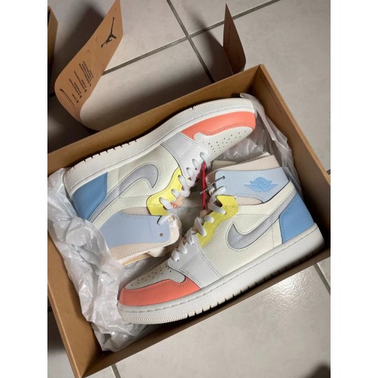 DJ6910-100 Air Jordan 1 High Zoom Cmft To My First Coach Sail/White/Zitron/Psychic Blue