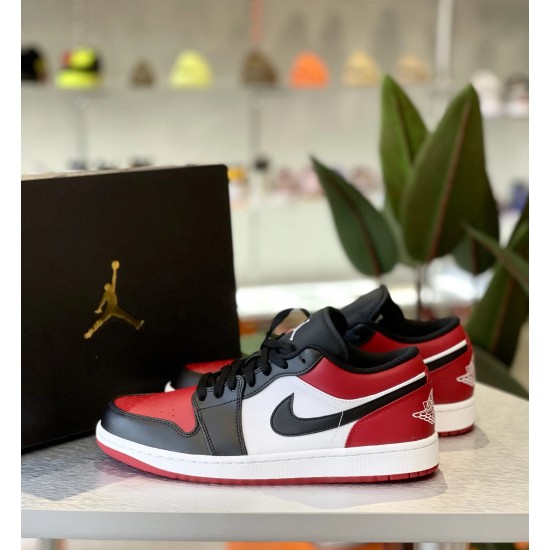 553560-612/553558-612 Air Jordan 1 Low Bred Toe (2021) Red/Black/White 