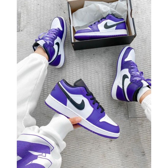 553558-500 Air Jordan 1 Low Court Purple Black-White/Courtpurple