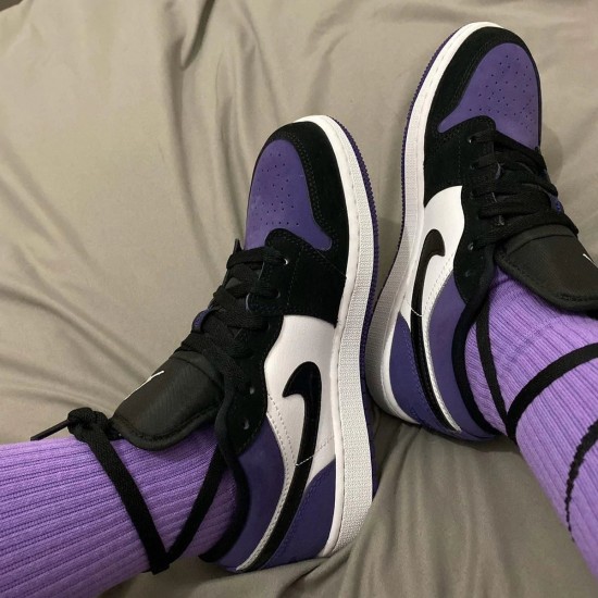 553560-501/553558-501 Air Jordan 1 Low Court Purple Black Courtpurple/Black-White