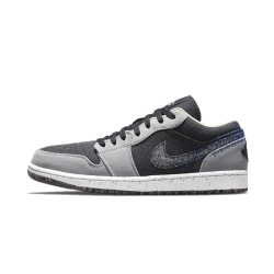 DM4657-001 Air Jordan 1 Low Crater Black Grey Light Smoke Gray/Black/Racer Blue 