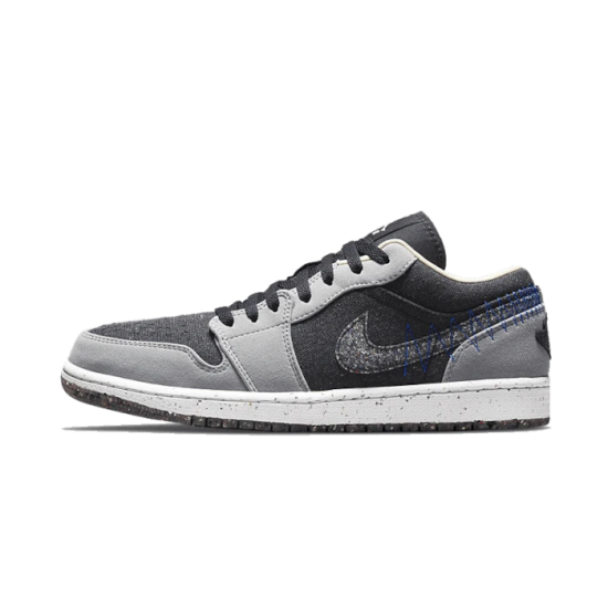 DM4657-001 Air Jordan 1 Low Crater Black Grey Light Smoke Gray/Black/Racer Blue 