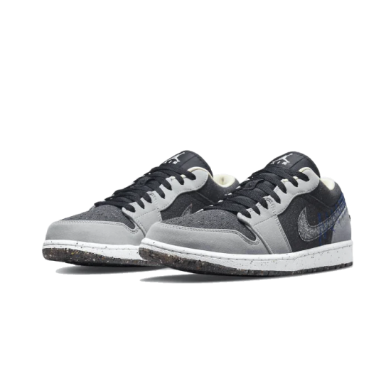 DM4657-001 Air Jordan 1 Low Crater Black Grey Light Smoke Gray/Black/Racer Blue 