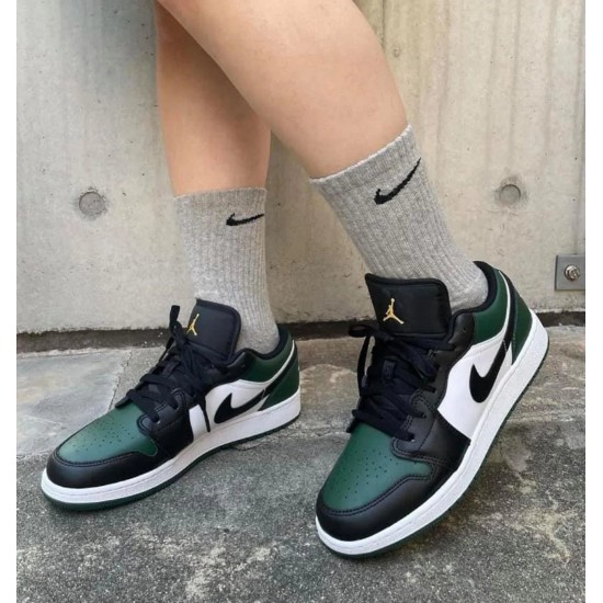 553558-371 Air Jordan 1 Low Green Toe Noble Green/White/Black/Pollen