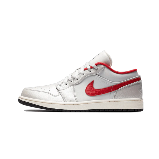 DA4668-001 Air Jordan 1 Low Night Track Sail/Metallic Silver-Varsity Red-Black 