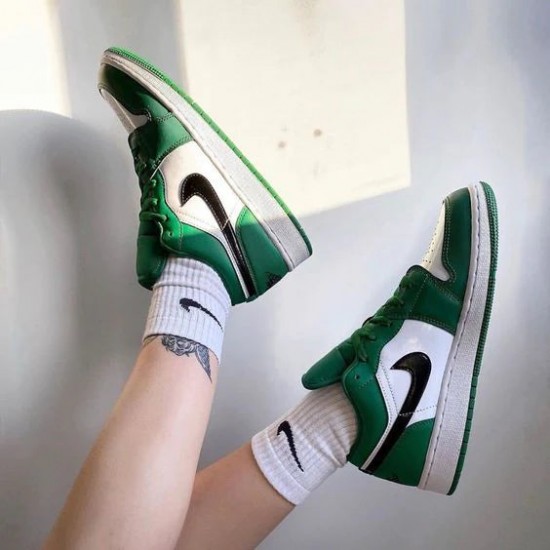 553558-30 Air Jordan 1 Low Pine Green Pinegreen/Black-White