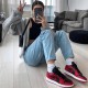 553558-606 Air Jordan 1 Low Reverse Bred Redgym/Gymblack-Red-White