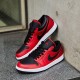 553558-605 Air Jordan 1 Low Reverse Bred Pebbled Swoosh Gymred/White/Black