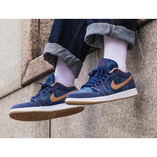 DH1259-400 Air Jordan 1 Low Se Denim Midnightnavy/Universityred/White