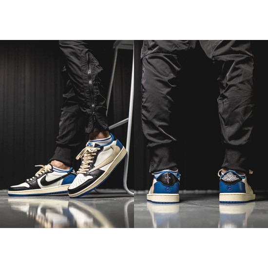 DM7866-140 Air Jordan 1 Low Travis Scott Fragment Sail/Black/Militaryblue