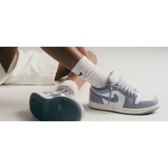 553558-053 Air Jordan 1 Low Vintage Grey Stealth/White/Sail