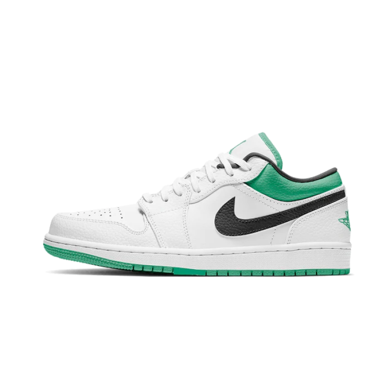 553558-129 Air Jordan 1 Low White Lucky Green Black White/Lucky Green-Black