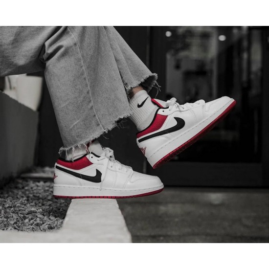 553558-118 Air Jordan 1 Low White University Red Black White/University Red-Black