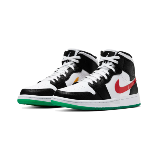 BQ6472-063 Air Jordan 1 Mid Alternate Swoosh Black/University Red-White-Lucid Green