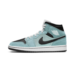 BQ6472-300 Air Jordan 1 Mid Aqua Blue Tint Light Dew/Black-Teal Tint-White 