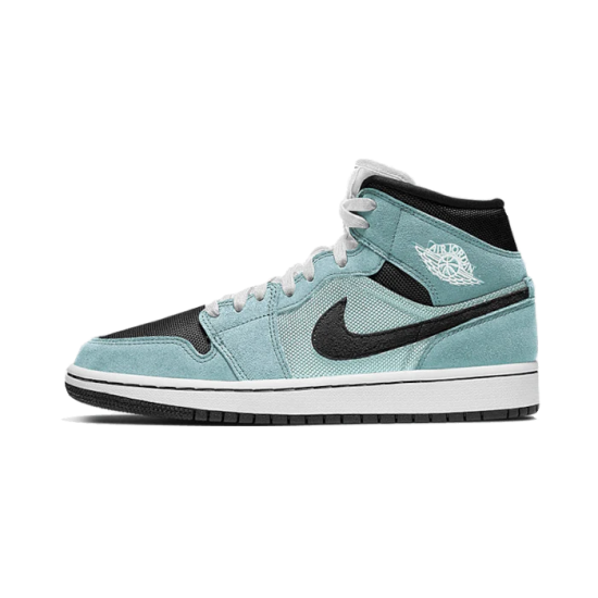 BQ6472-300 Air Jordan 1 Mid Aqua Blue Tint Light Dew/Black-Teal Tint-White 