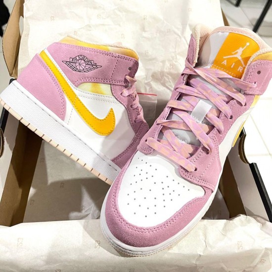 DC9517-600 Air Jordan 1 Mid Arctic Pink White/Arctic-Pink 