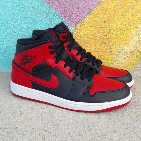 554724-074 Air Jordan 1 Mid Banned (2020) Black/University Red-Black-White