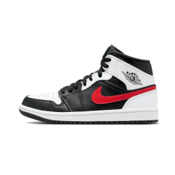 554724-075 Air Jordan 1 Mid Black Chile Red White Black/Red-Chile/White 