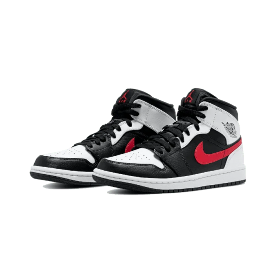 554724-075 Air Jordan 1 Mid Black Chile Red White Black/Red-Chile/White 