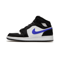 554725-084 Air Jordan 1 Mid Black Racer Blue White Black/Racer Blue-White 