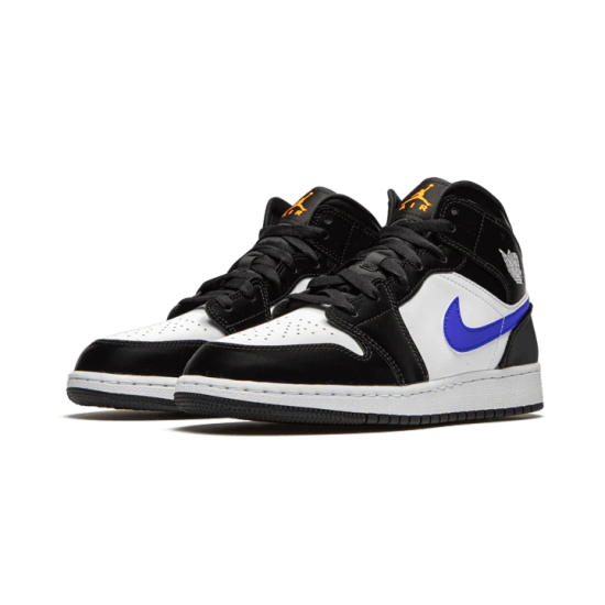 554725-084 Air Jordan 1 Mid Black Racer Blue White Black/Racer Blue-White 