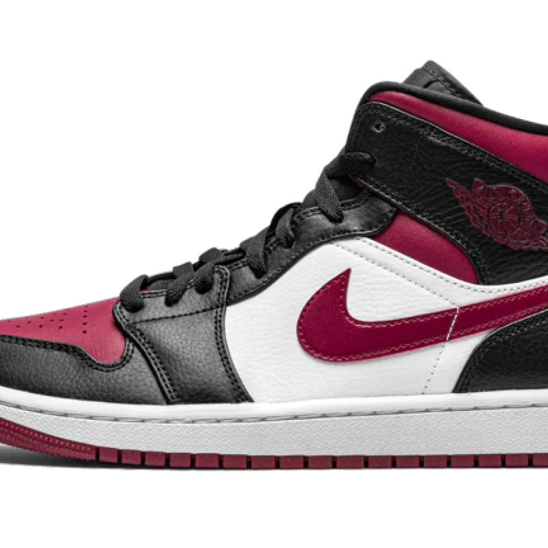 554724-066 Air Jordan 1 Mid Bred Toe Black/Gymred-White