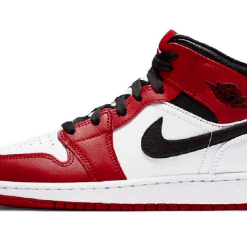 554725-173 Air Jordan 1 Mid Chicago White White/Gym-Red/Black 