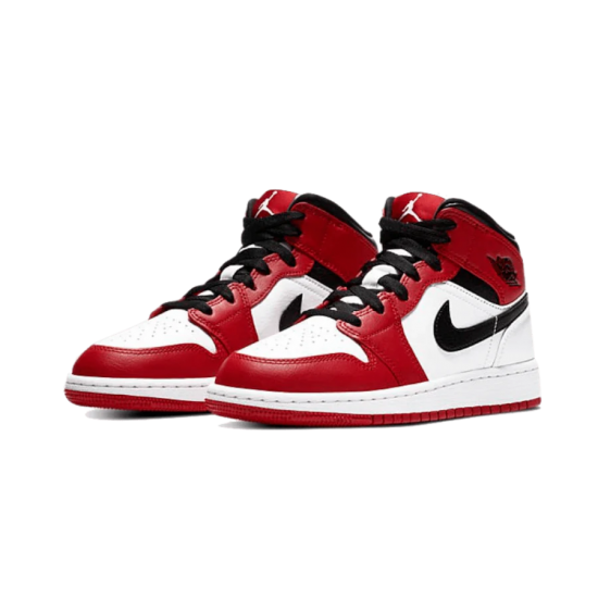 554725-173 Air Jordan 1 Mid Chicago White White/Gym-Red/Black 