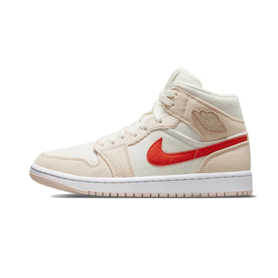 DA8009-108 Air Jordan 1 Mid Corduroy Sail/Arcticpink/Red