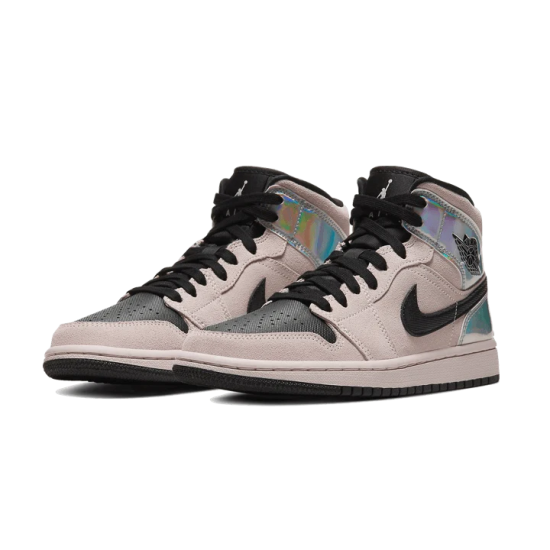 BQ6472-602 Air Jordan 1 Mid Dirty Powder Iridescent Dirtypowder/Black