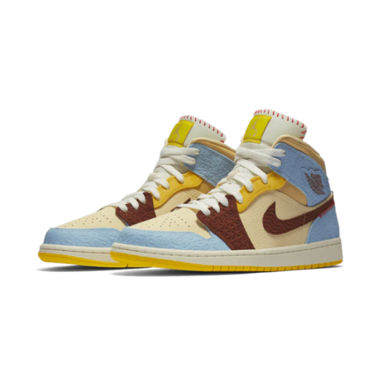 CU2803-200 Air Jordan 1 Mid Fearless Maison Château Rouge Pale Vanilla/Cinnamon