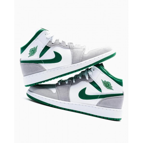 DC7294-103 Air Jordan 1 Mid Grey Green White/Pine Green/Gray 