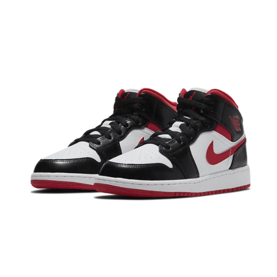 554724-122 Air Jordan 1 Mid Gym Red Black White White/Gym Red-Black 