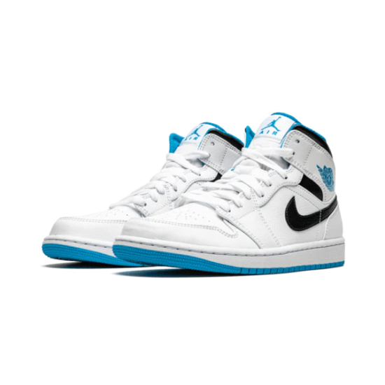 554724-141 Air Jordan 1 Mid Laser Blue White/Laser Blue-Black