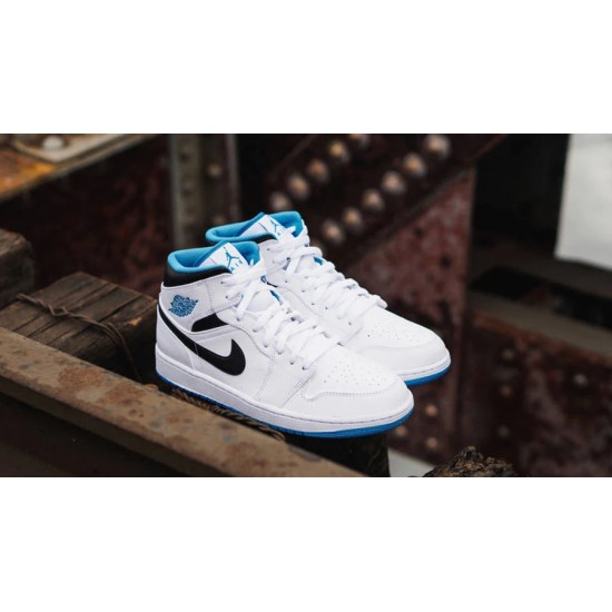 554724-141 Air Jordan 1 Mid Laser Blue White/Laser Blue-Black