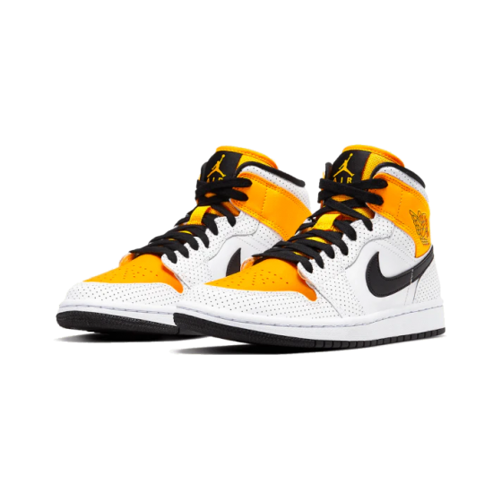 BQ6472-107 Air Jordan 1 Mid Laser Orange White/Laserorange/Black