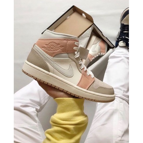 CV3044-100 Air Jordan 1 Mid Milan Sail/Light Bone-String-Shimmer 