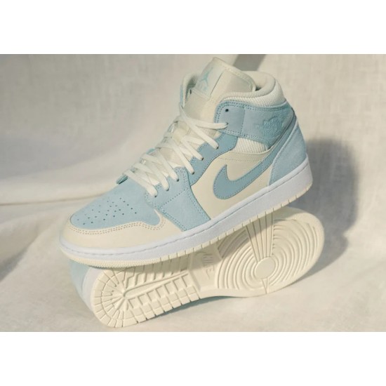 DA4666-100 Air Jordan 1 Mid Mixed Textures Blue Summitwhite/Celestineblue-White