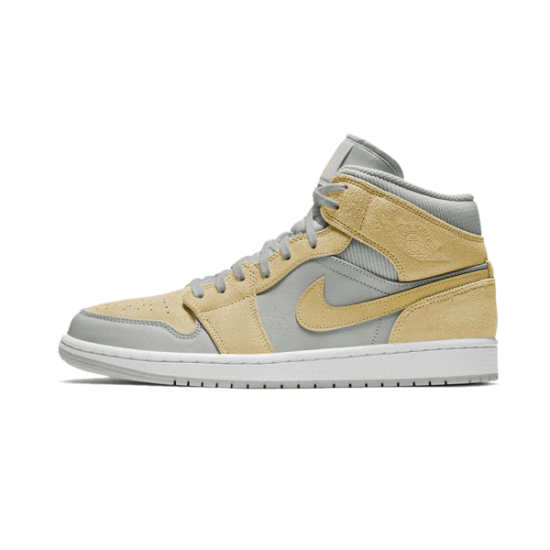 DA4666-001 Air Jordan 1 Mid Mixed Textures Yellow Gray Fog/Lemon Wash-White