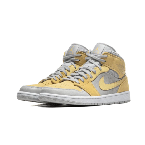 DA4666-001 Air Jordan 1 Mid Mixed Textures Yellow Gray Fog/Lemon Wash-White