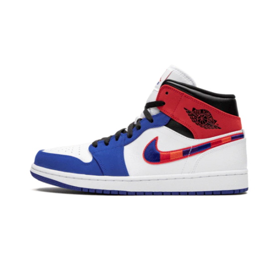 852542-146 Air Jordan 1 Mid Multicolor Swoosh White/Universityred-Rushblue-Black