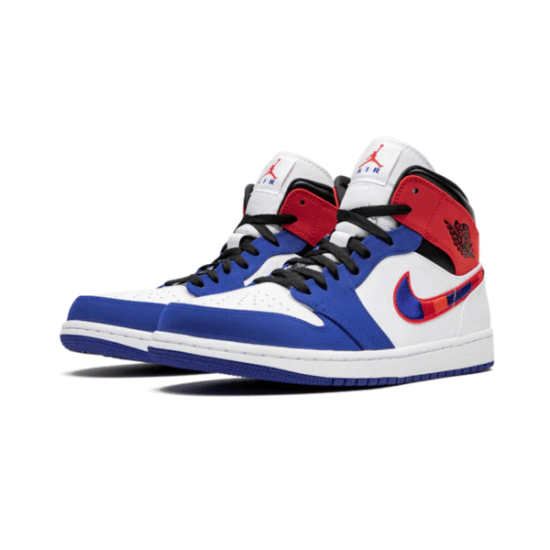 852542-146 Air Jordan 1 Mid Multicolor Swoosh White/Universityred-Rushblue-Black