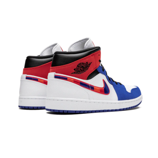 852542-146 Air Jordan 1 Mid Multicolor Swoosh White/Universityred-Rushblue-Black