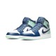 554724-413 Air Jordan 1 Mid Mystic Navy Mint Foam Mystic Navy/Mint Foam-White