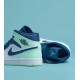 554724-413 Air Jordan 1 Mid Mystic Navy Mint Foam Mystic Navy/Mint Foam-White