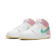 DD1666-100 Air Jordan 1 Mid Paint Drip White/Pink/Yellow/Green