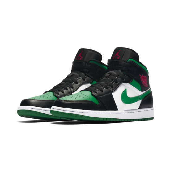 554725-067 Air Jordan 1 Mid Pine Gree Pinegreen/White-Black-Universityred