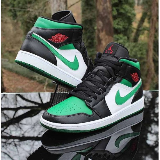 554725-067 Air Jordan 1 Mid Pine Gree Pinegreen/White-Black-Universityred